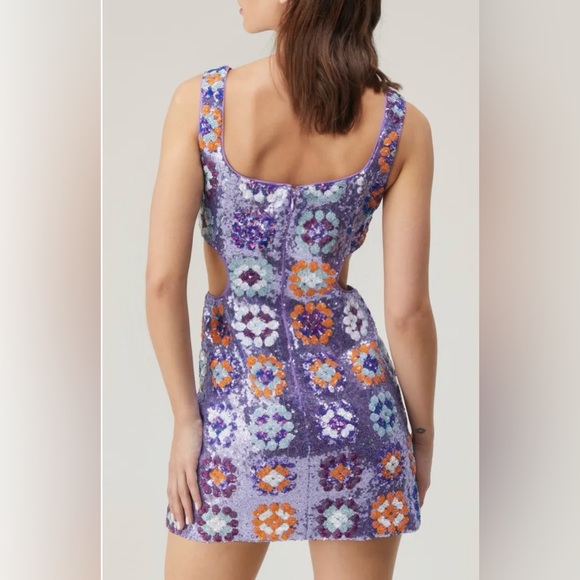 “Nasty Gal” 70’s Floral Sequin Mini Dress - Picture 7 of 7